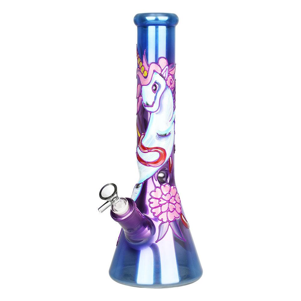 Unicorn Glow Beaker Water Pipe | 13.5" | 14mm F - SmokeWeed.com