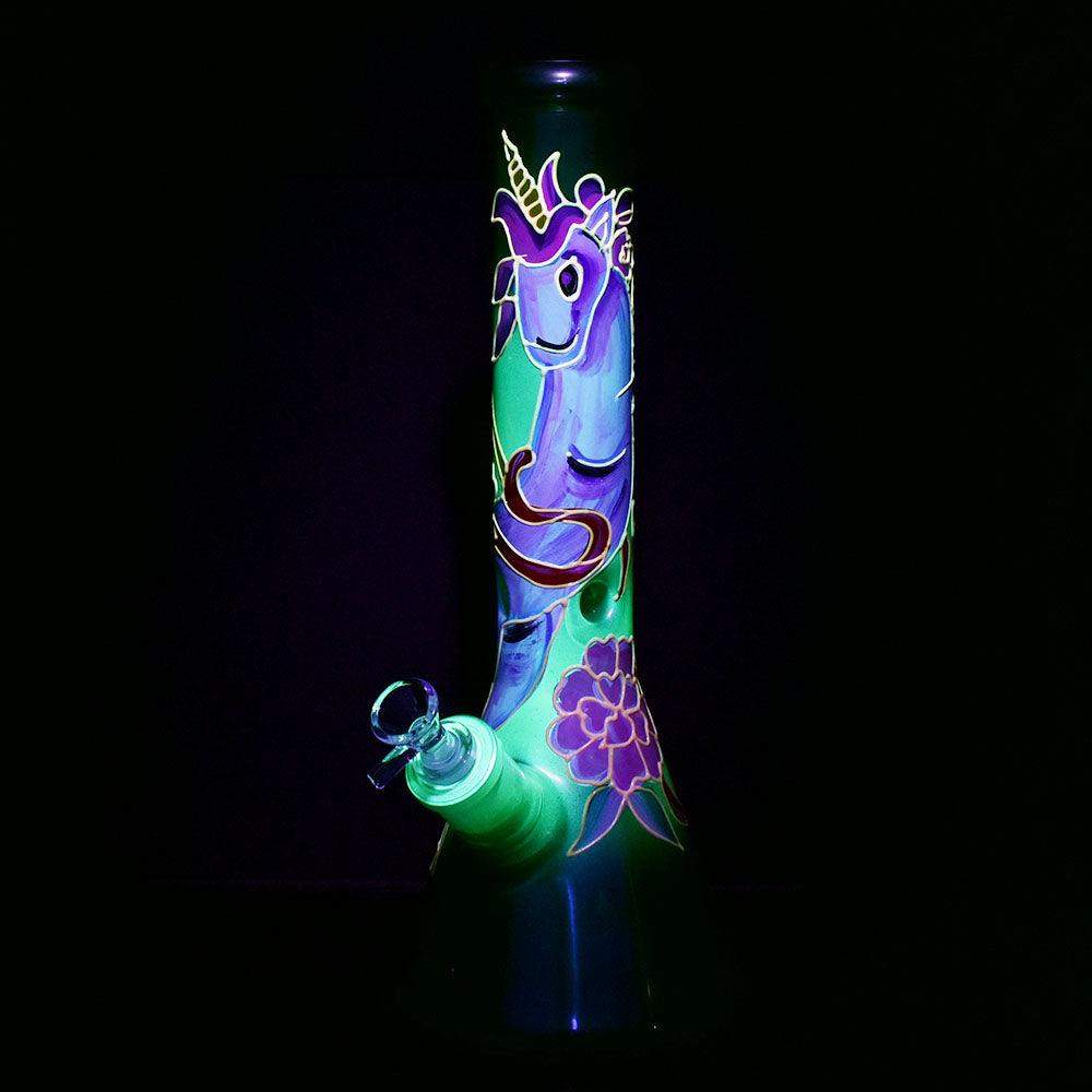 Unicorn Glow Beaker Water Pipe | 13.5" | 14mm F - SmokeWeed.com