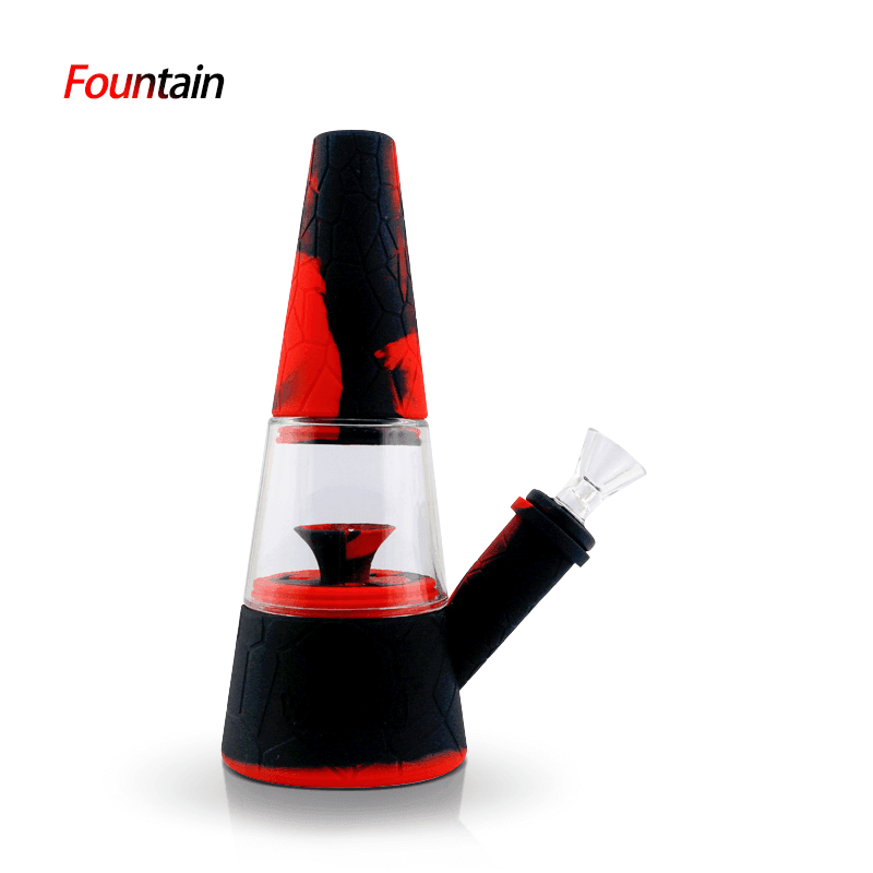 Waxmaid 7.87" Fountain Silicone Glass Water Pipe - SmokeWeed.com