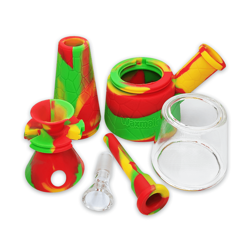 Waxmaid 7.87" Fountain Silicone Glass Water Pipe - SmokeWeed.com