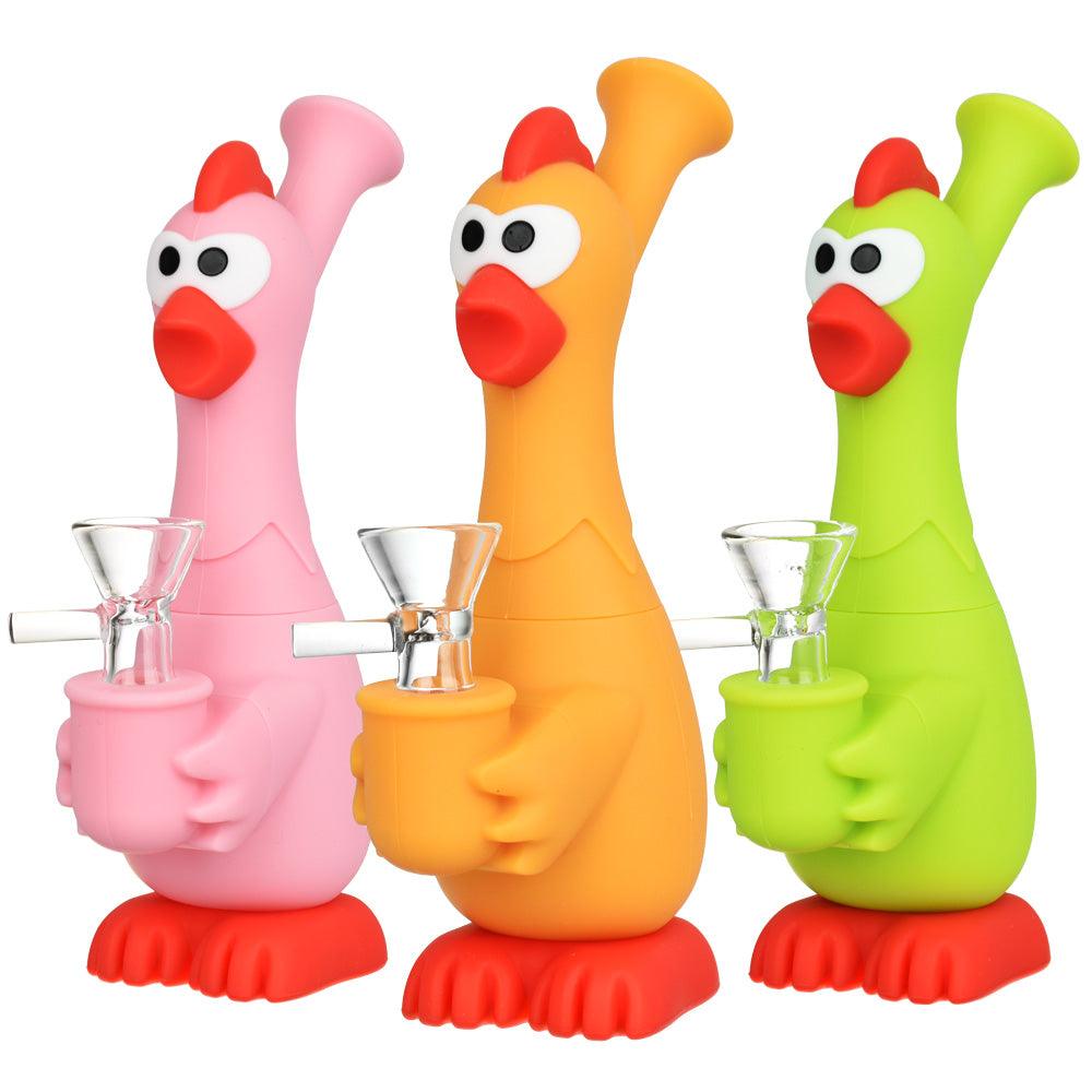 What The Cluck Silicone Water Pipe - 7" / 14mm F / Colors Vary - SmokeWeed.com