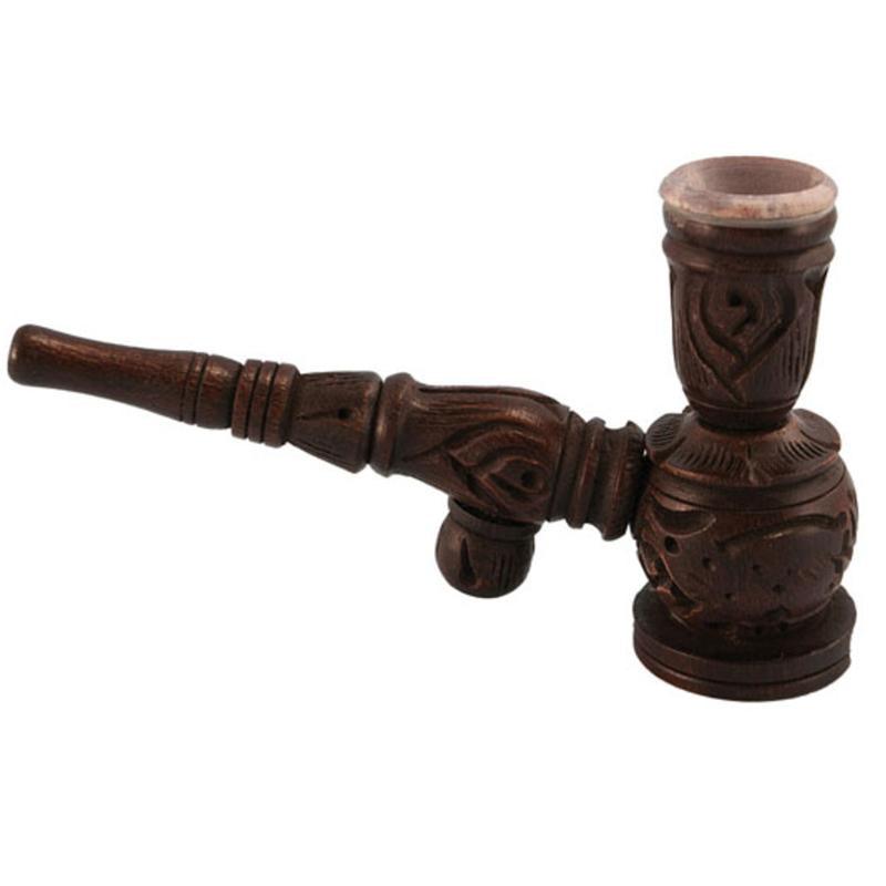 Wooden Hukka Pipe w/ Stone Bowl - SmokeWeed.com