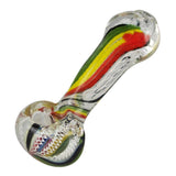 Worked Rasta Hand Pipe - 3.75" - SmokeWeed.com