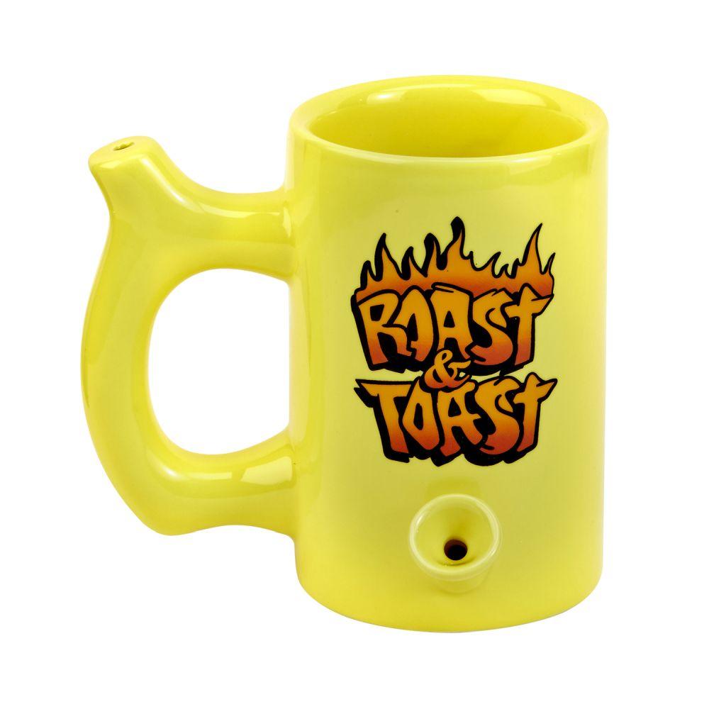 Yellow Roast & toast mug with flames - SmokeWeed.com