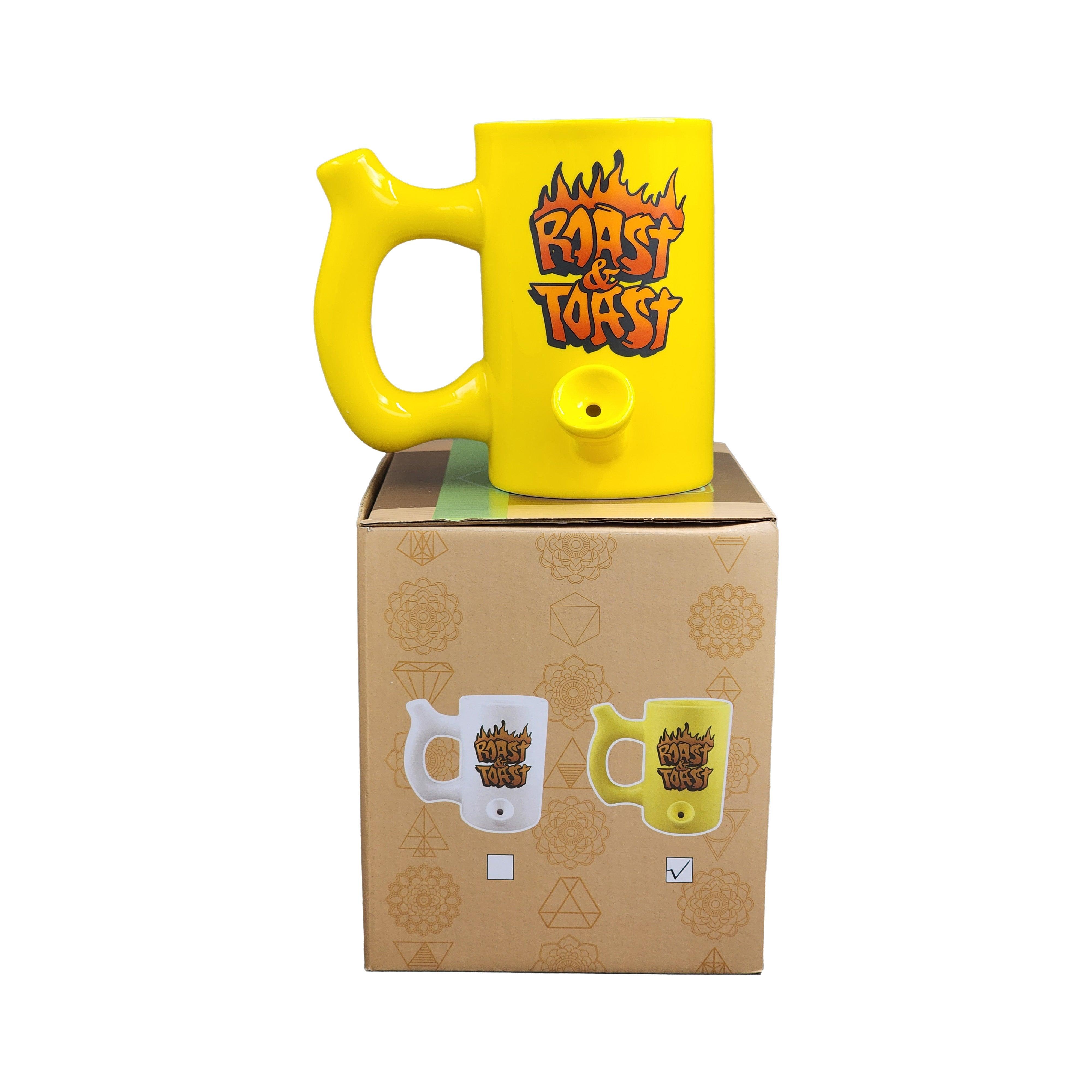 Yellow Roast & toast mug with flames - SmokeWeed.com