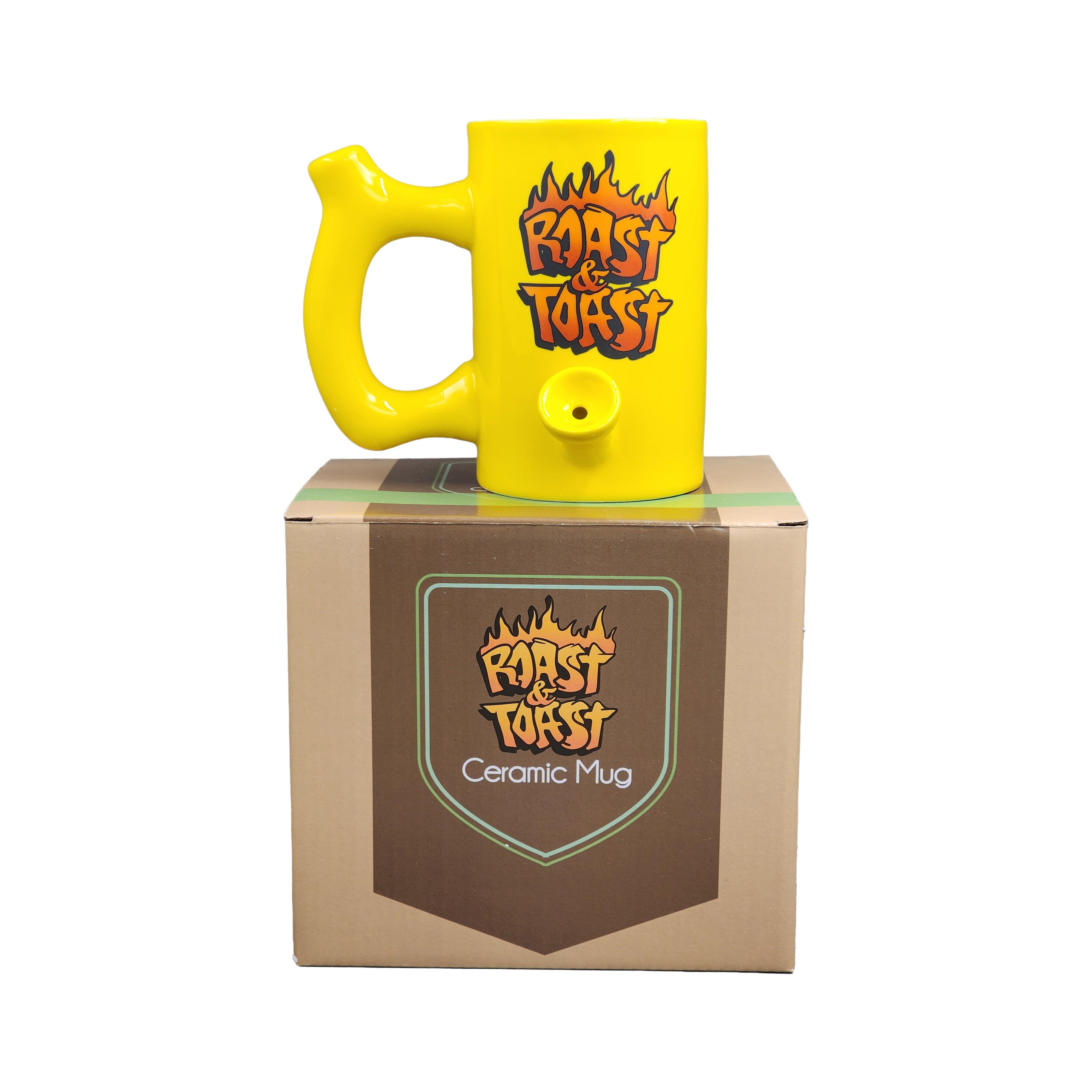 Yellow Roast & toast mug with flames - SmokeWeed.com