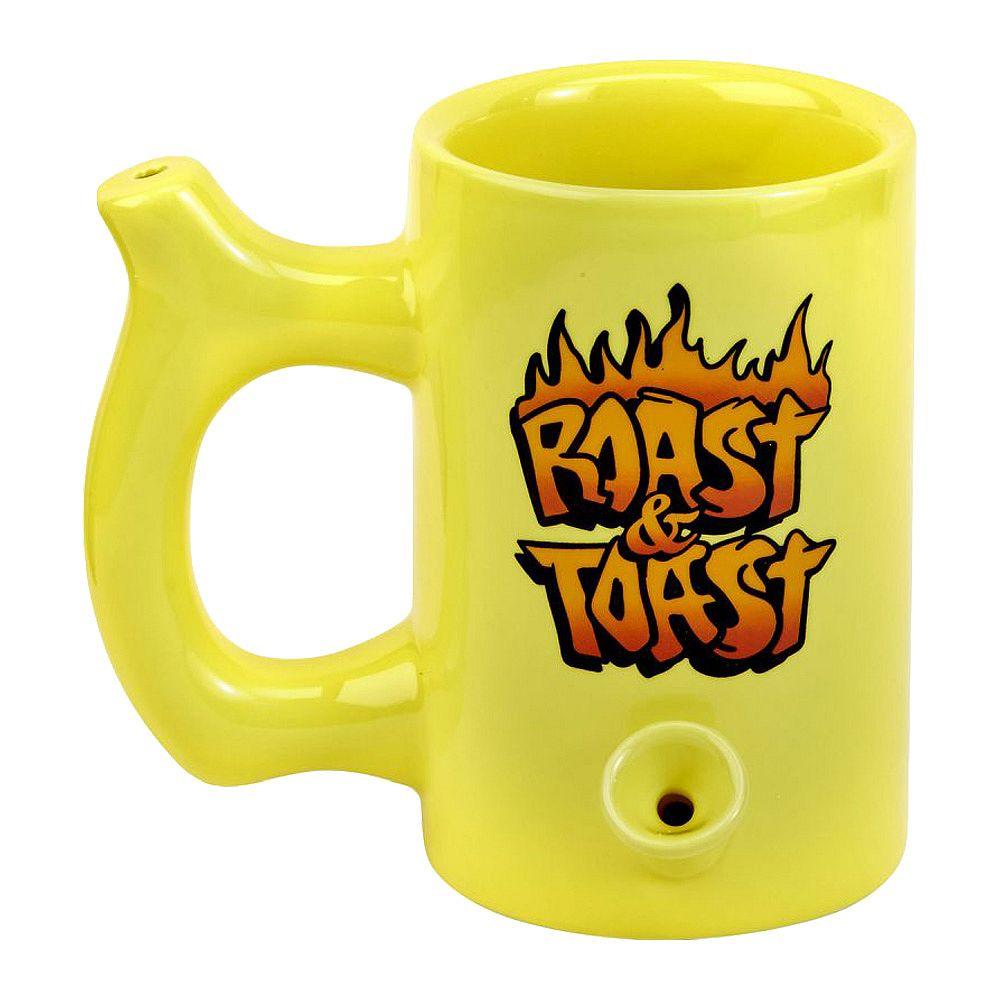 Yellow Roast & toast mug with flames - SmokeWeed.com