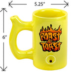 Yellow Roast & toast mug with flames - SmokeWeed.com