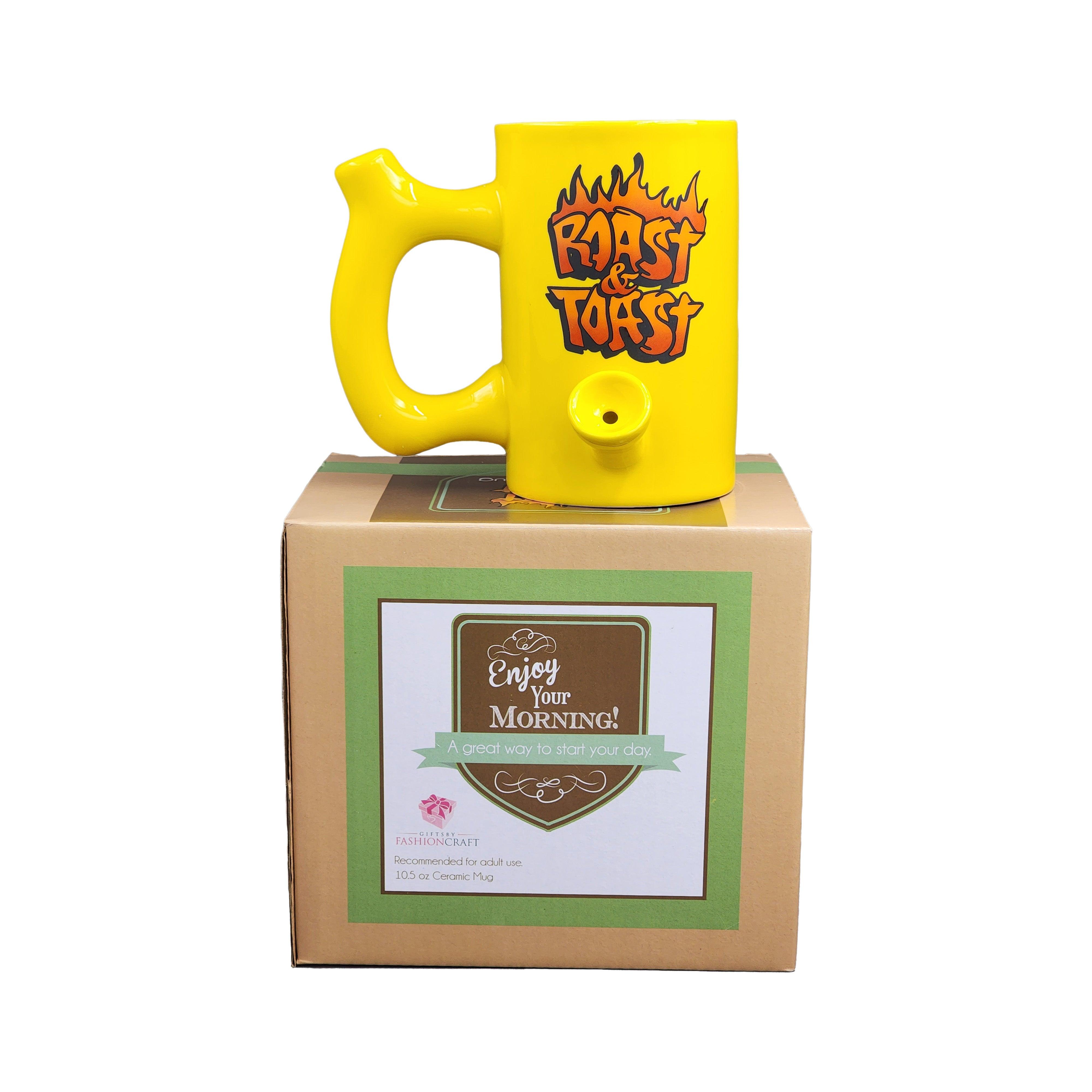 Yellow Roast & toast mug with flames - SmokeWeed.com