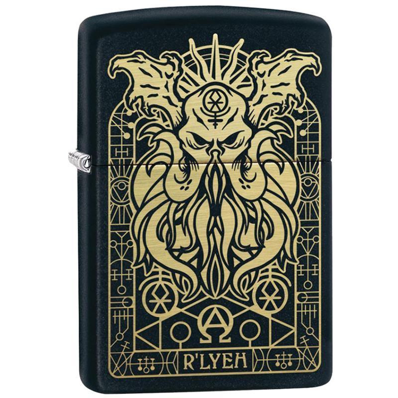 Zippo Lighter | Lovecraft Monster Design | Black Matte - SmokeWeed.com